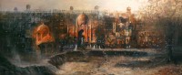A. Q. Arif, Rising above the Ordinary, 24 x 60 Inch, Oil on Canvas, Cityscape Painting, AC-AQ-231